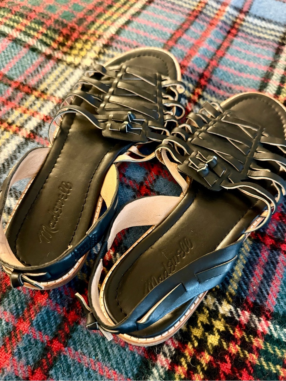 Size 8 Madewell Black Leather Maya Huarache Sandals
